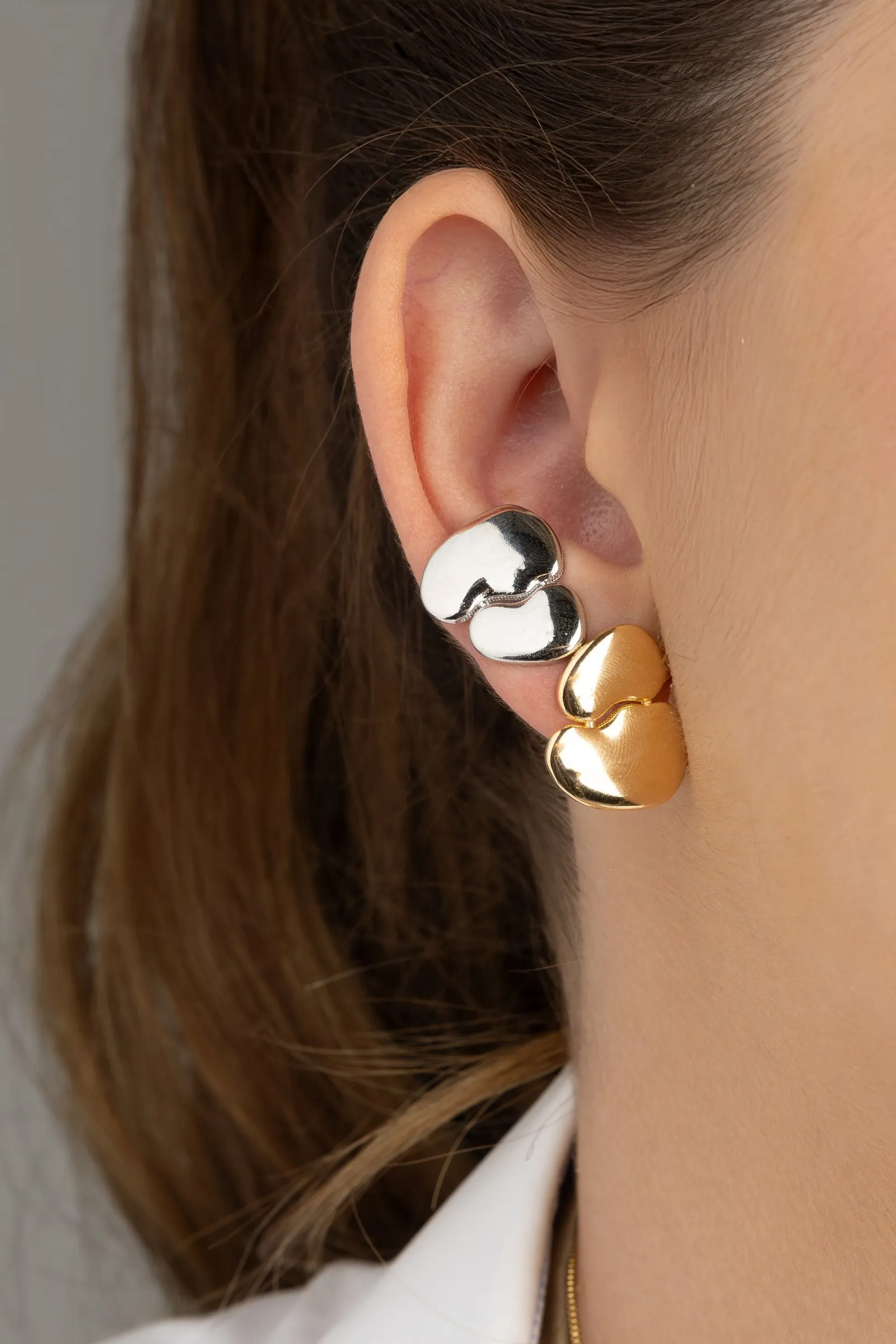 Ear cuff com banho de ouro e prata